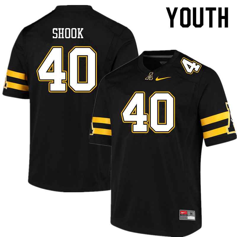 Youth #40 Austin Shook Appalachian State Mountaineers College Football Jerseys Sale-Black - Click Image to Close